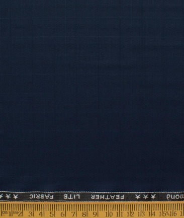 Raymond Men's Terry Rayon  Checks  Unstitched Suiting Fabric (Dark Blue)