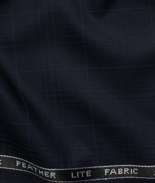 Raymond Men's Terry Rayon  Checks  Unstitched Suiting Fabric (Dark Navy Blue)