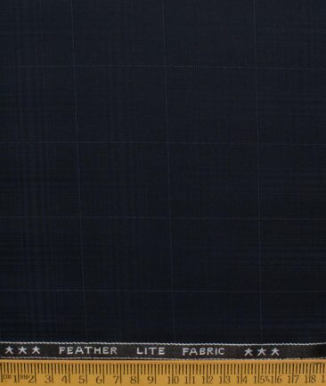 Raymond Men's Terry Rayon  Checks  Unstitched Suiting Fabric (Dark Navy Blue)