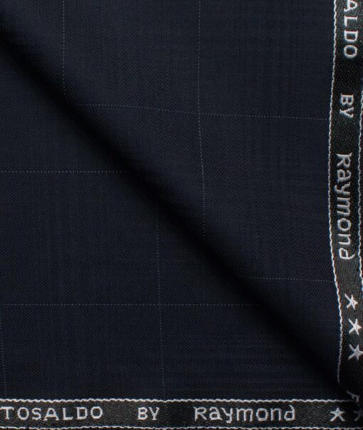 Raymond Men's Terry Rayon  Checks  Unstitched Suiting Fabric (Dark Navy Blue)