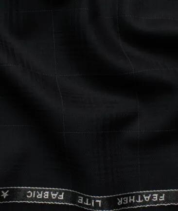 Raymond Men's Terry Rayon  Checks  Unstitched Suiting Fabric (Black)