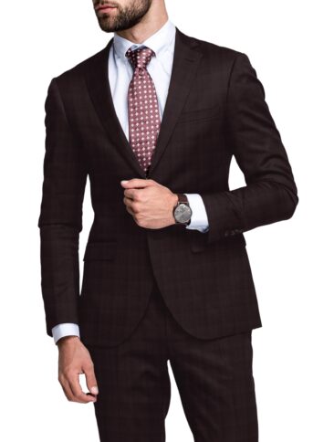 Raymond Men's Terry Rayon  Checks  Unstitched Suiting Fabric (Dark Wine)