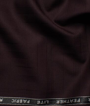 Raymond Men's Terry Rayon  Checks  Unstitched Suiting Fabric (Dark Wine)