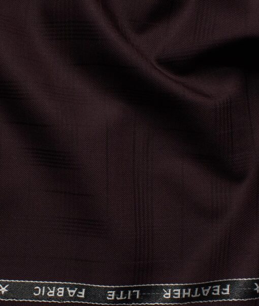 Raymond Men's Terry Rayon  Checks  Unstitched Suiting Fabric (Dark Wine)