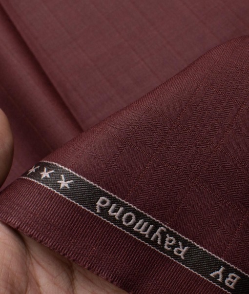 Raymond Men's Terry Rayon  Checks  Unstitched Suiting Fabric (Wine)