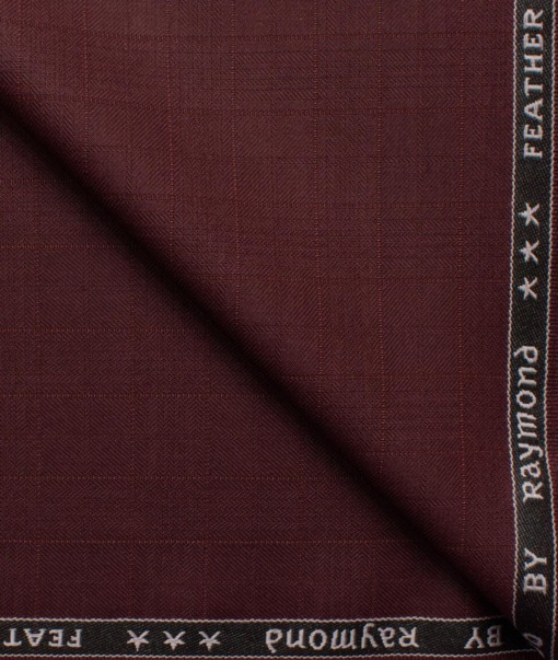Raymond Men's Terry Rayon  Checks  Unstitched Suiting Fabric (Wine)