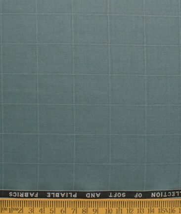 Raymond Men's Polyester Viscose  Checks  Unstitched Suiting Fabric (Turquoise Green)