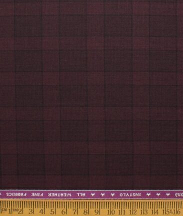 Raymond Men's Polyester Viscose  Checks  Unstitched Suiting Fabric (Wine)