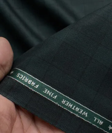 Raymond Men's Polyester Viscose  Checks  Unstitched Suiting Fabric (Dark Pine Green)