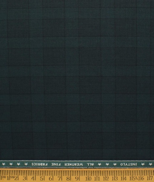 Raymond Men's Polyester Viscose  Checks  Unstitched Suiting Fabric (Dark Pine Green)