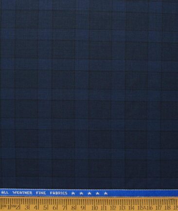 Raymond Men's Polyester Viscose  Checks  Unstitched Suiting Fabric (Dark Blue)
