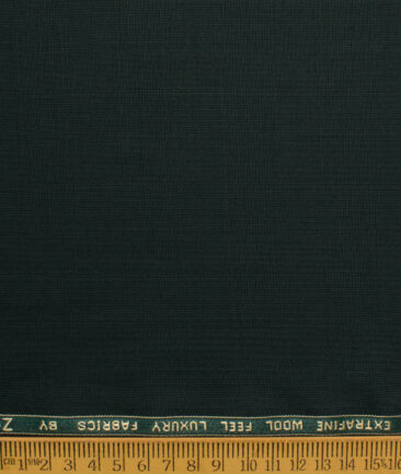 Zaccari Men's Terry Rayon  Checks  Unstitched Suiting Fabric (Dark Pine Green)