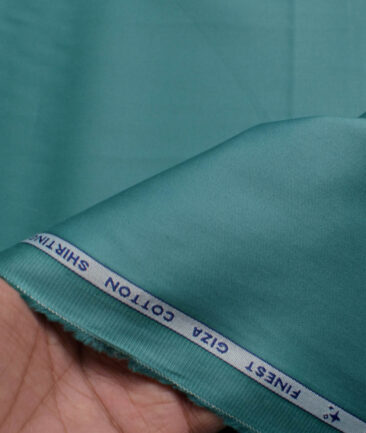 Burgoyne Men's Giza Cotton Solids  Unstitched Shirting Fabric (Teal Green)