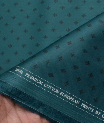 Cadini Men's Premium Cotton Printed  Unstitched Shirting Fabric (Dark Sea Green)