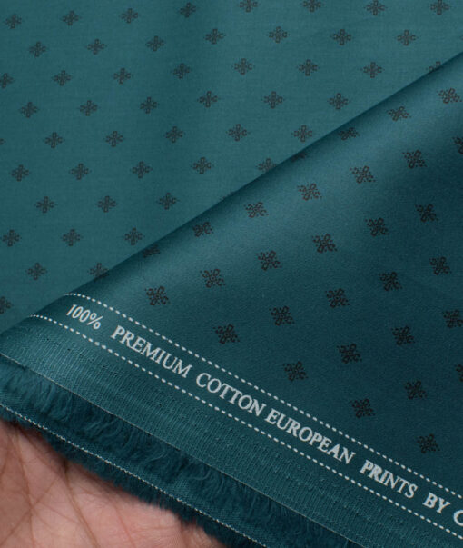 Cadini Men's Premium Cotton Printed  Unstitched Shirting Fabric (Dark Sea Green)