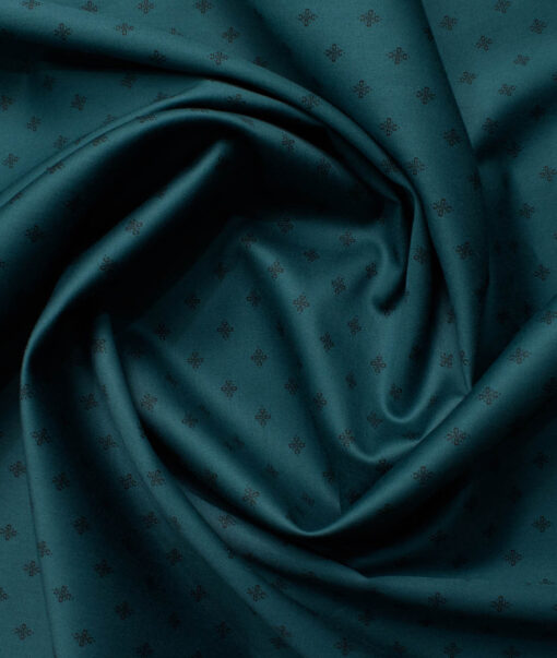 Cadini Men's Premium Cotton Printed  Unstitched Shirting Fabric (Dark Sea Green)