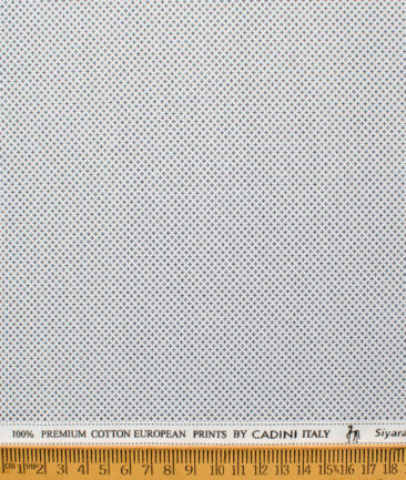 Cadini Men's Premium Cotton Printed  Unstitched Shirting Fabric (White & Dark Blue)