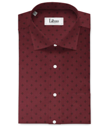 Cadini Men's Premium Cotton Printed  Unstitched Shirting Fabric (Wine)