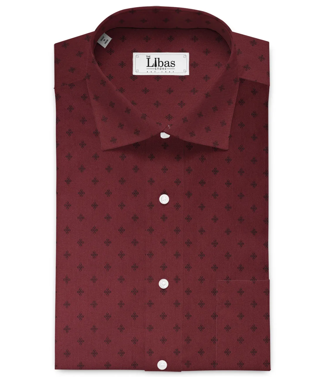 Cadini Men's Premium Cotton Printed  Unstitched Shirting Fabric (Wine)