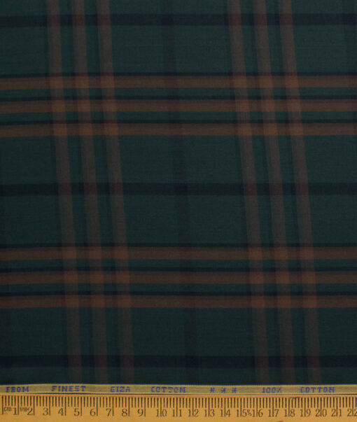 Treviso by Luthai Men's Giza Cotton Checks  Unstitched Shirting Fabric (Dark Pine Green)