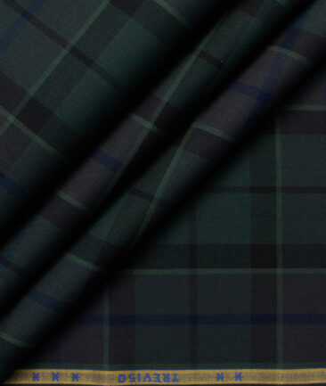 Treviso by Luthai Men's Giza Cotton Checks  Unstitched Shirting Fabric (Pine Green)