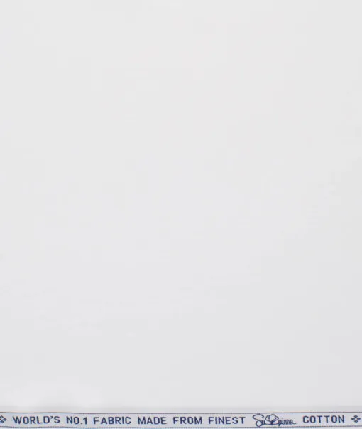 Luthai Men's 120/2 Supima Cotton Solids  Unstitched Shirting Fabric (White)