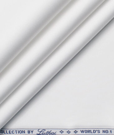 Luthai Men's 120/2 Supima Cotton Solids  Unstitched Shirting Fabric (White)