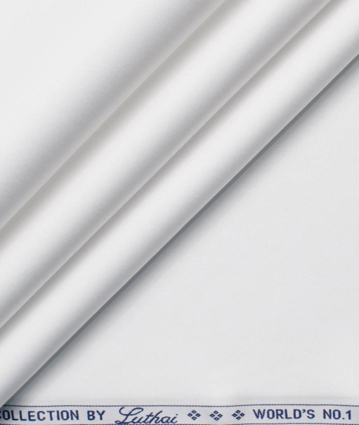 Luthai Men's 120/2 Supima Cotton Solids  Unstitched Shirting Fabric (White)