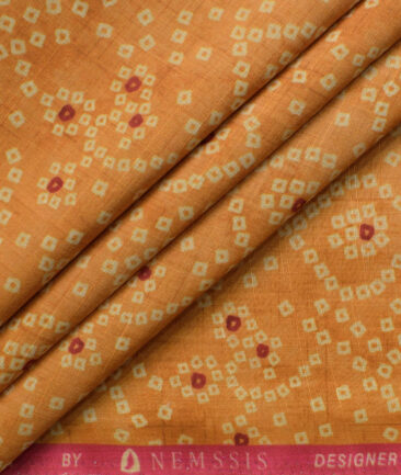 Nemesis Men's Poly Cotton Printed  Unstitched Ethnic Kurta Fabric (Yellow)