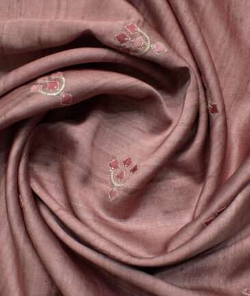 Nemesis Men's Terry Rayon Embroidered  Unstitched Ethnic Kurta Fabric (Rose Gold)