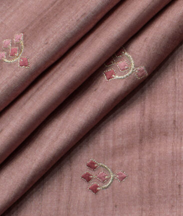 Nemesis Men's Terry Rayon Embroidered  Unstitched Ethnic Kurta Fabric (Rose Gold)