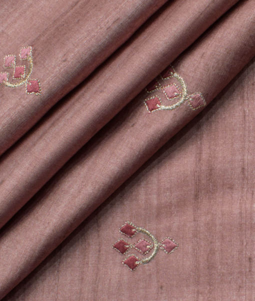 Nemesis Men's Terry Rayon Embroidered  Unstitched Ethnic Kurta Fabric (Rose Gold)