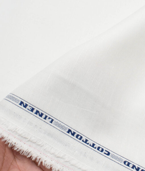 Raymond Men's Cotton Linen Solids  Unstitched Shirting Fabric (White)