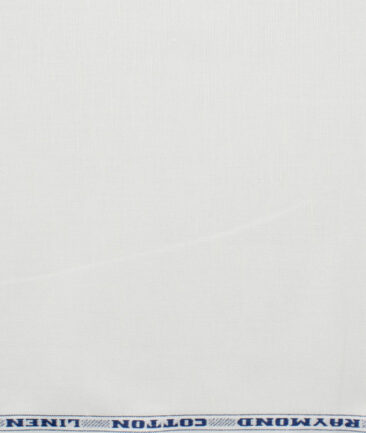 Raymond Men's Cotton Linen Solids  Unstitched Shirting Fabric (White)