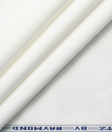 Raymond Men's Cotton Linen Solids  Unstitched Shirting Fabric (White)