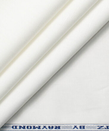 Raymond Men's Cotton Linen Solids  Unstitched Shirting Fabric (White)