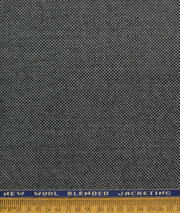 Raymond Men's 52% Merino Wool  Structured  2.20 Meter Unstitched Tweed Jacketing & Blazer Fabric (Light Grey)