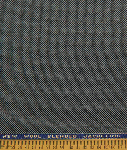 Raymond Men's 52% Merino Wool  Structured  2.20 Meter Unstitched Tweed Jacketing & Blazer Fabric (Light Grey)