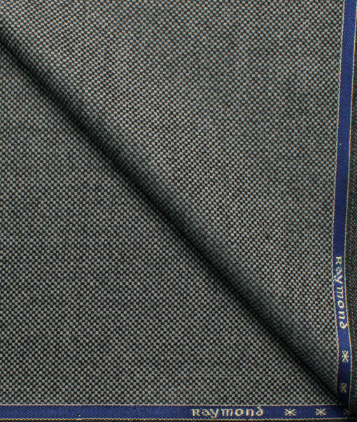 Raymond Men's 52% Merino Wool  Structured  2.20 Meter Unstitched Tweed Jacketing & Blazer Fabric (Light Grey)