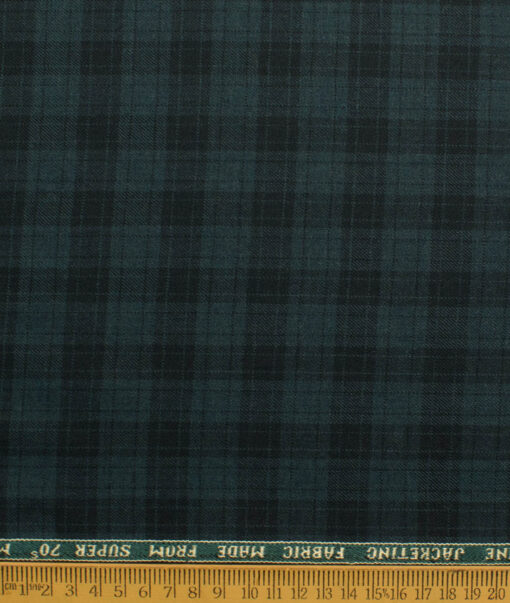Raymond Men's 52% Merino Wool Super 70's Checks  2.20 Meter Unstitched Tweed Jacketing & Blazer Fabric (Pine Green)