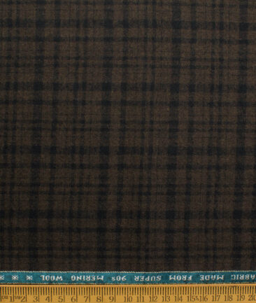 Raymond Men's 100% Merino Wool Super 90's Checks  2.20 Meter Unstitched Tweed Jacketing & Blazer Fabric (Brown)