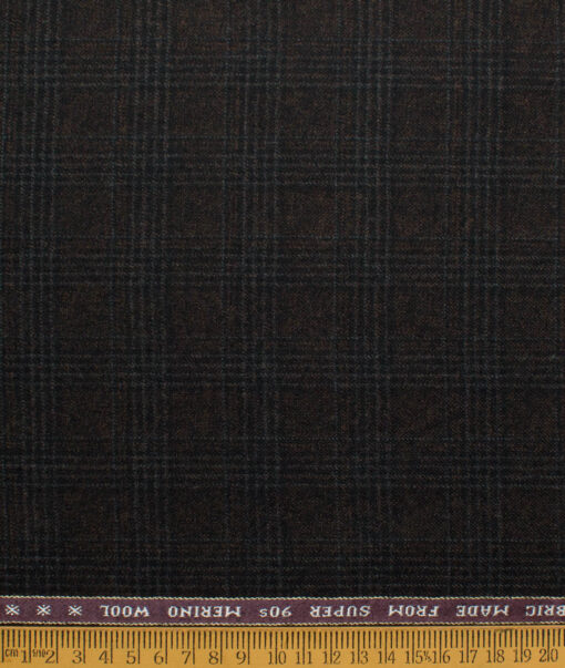 Raymond Men's 100% Merino Wool Super 90's Checks  2.20 Meter Unstitched Tweed Jacketing & Blazer Fabric (Dark Brown)