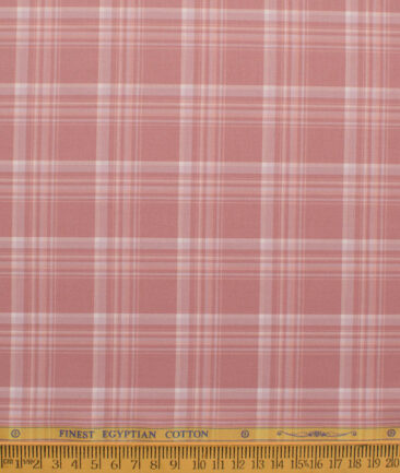 Soktas Men's Giza Cotton Checks  Unstitched Shirting Fabric (Blush Peach)