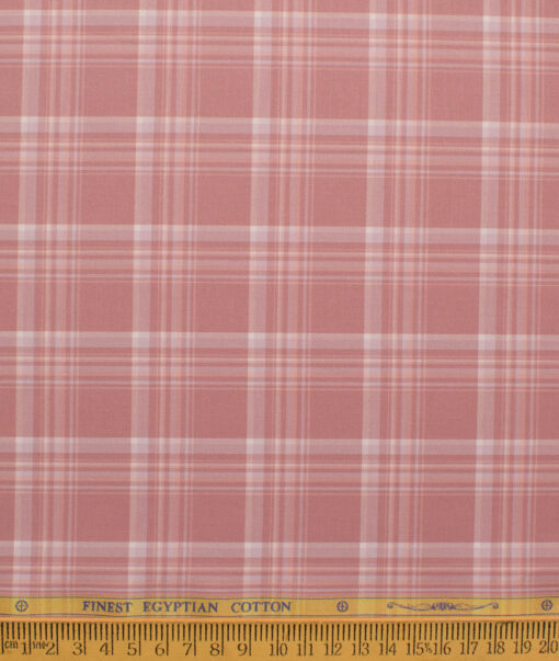 Soktas Men's Giza Cotton Checks  Unstitched Shirting Fabric (Blush Peach)