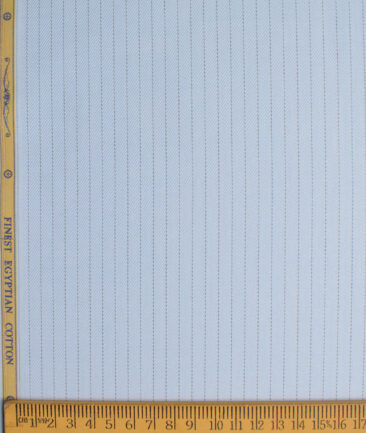 Soktas Men's Giza Cotton Striped  Unstitched Shirting Fabric (Sky Blue)