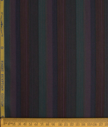 Soktas Men's Giza Cotton Striped  Unstitched Shirting Fabric (Pine Green)