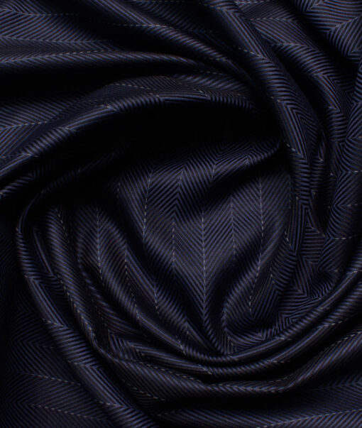 Soktas Men's 80/2 Giza Cotton Striped  Unstitched Shirting Fabric (Dark Blue)
