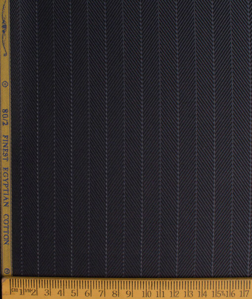 Soktas Men's 80/2 Giza Cotton Striped  Unstitched Shirting Fabric (Dark Grey)