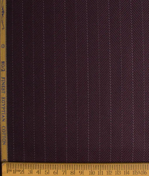 Soktas Men's 80/2 Giza Cotton Striped  Unstitched Shirting Fabric (Dark Wine)