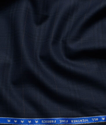 Raymond Men's Polyester Viscose  Checks  Unstitched Suiting Fabric (Dark Blue)